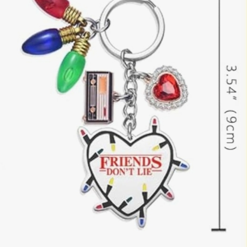 Stranger Things Keychain Charm - Friends Dont Lie 2 Sided Accessory NWT - Picture 3 of 3